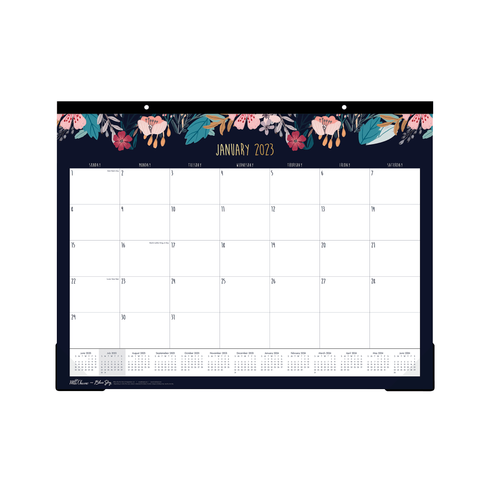 Blue Sky Monthly Desk Pad Planning Calendar, 22” x 17”, Bouquetia