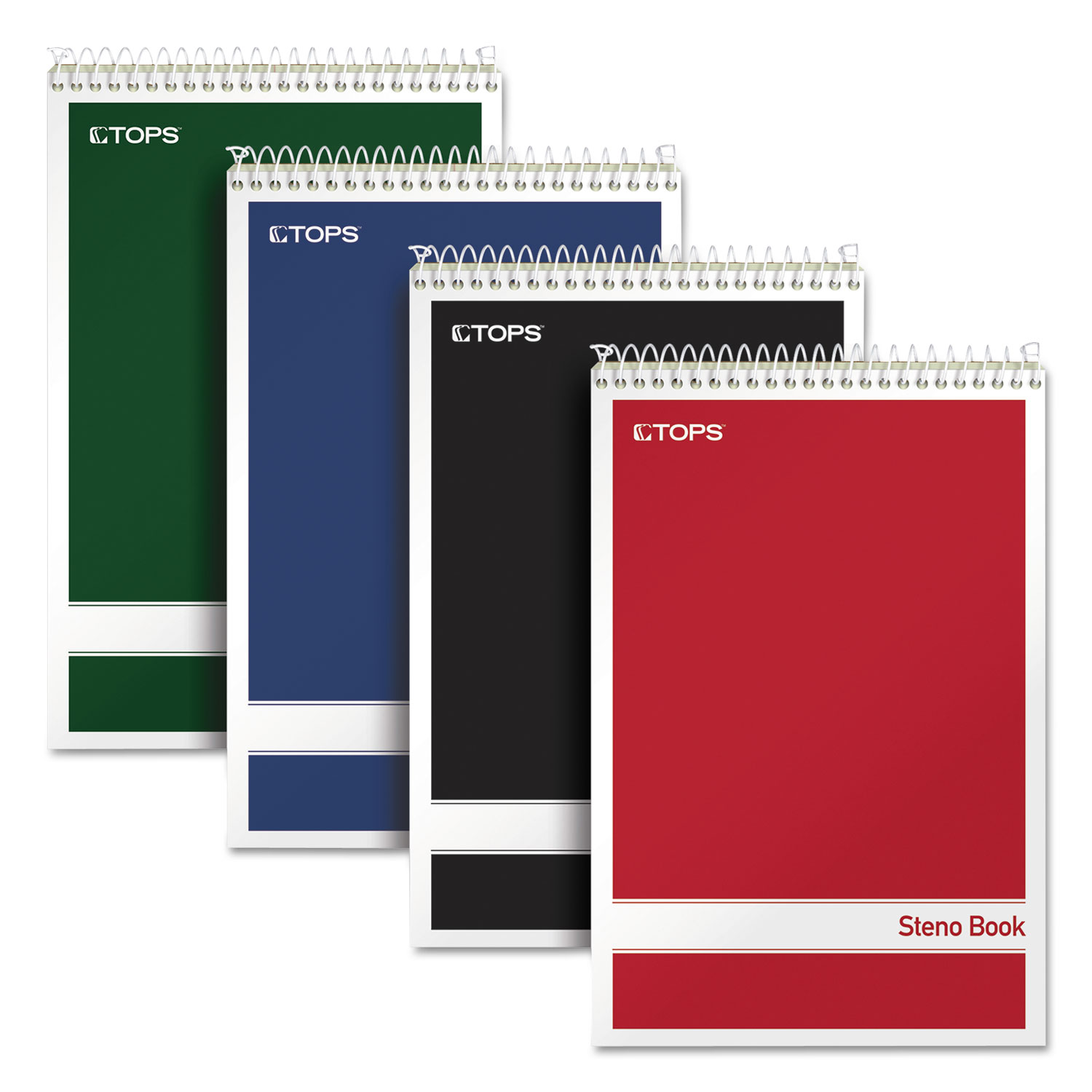 TOPS Steno Pad, Gregg Rule, Assorted Cover Colors, 80 GreenTint 6 x 9