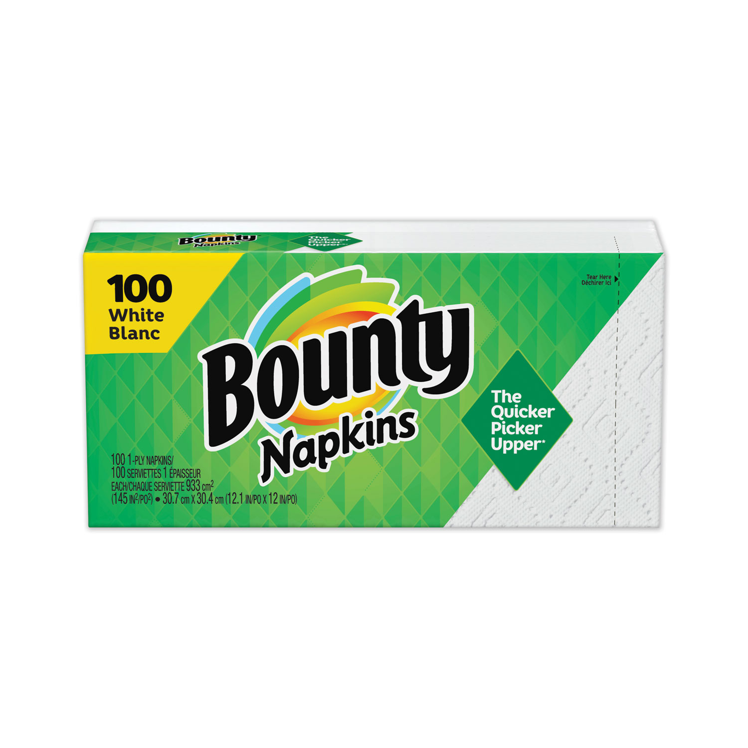Bounty Quilted Napkins, 1Ply, 12.1 x 12, White, 100/Pack