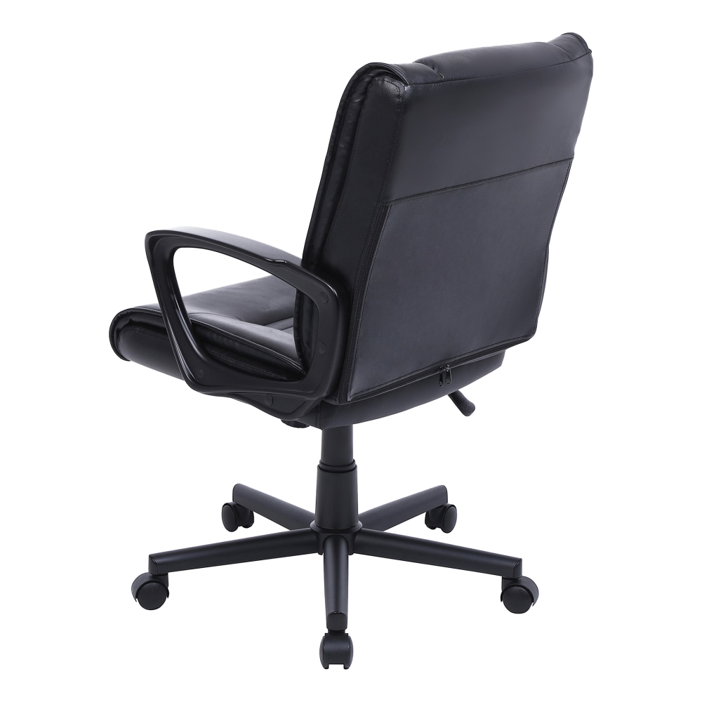 Rezzi Vegan Leather Mid-Back Manager Office Chair, Black