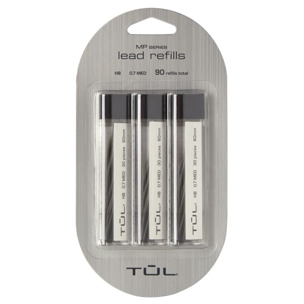 TUL Lead Refills, 0.7 mm, HB Hardness, 30 Leads Per Tube, Pack Of 3