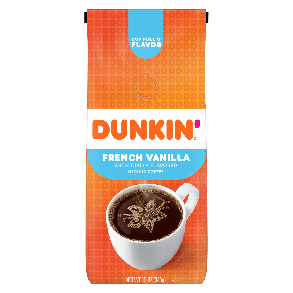 Dunkin' Donuts Ground Coffee, French Vanilla, 12 Oz Per Bag