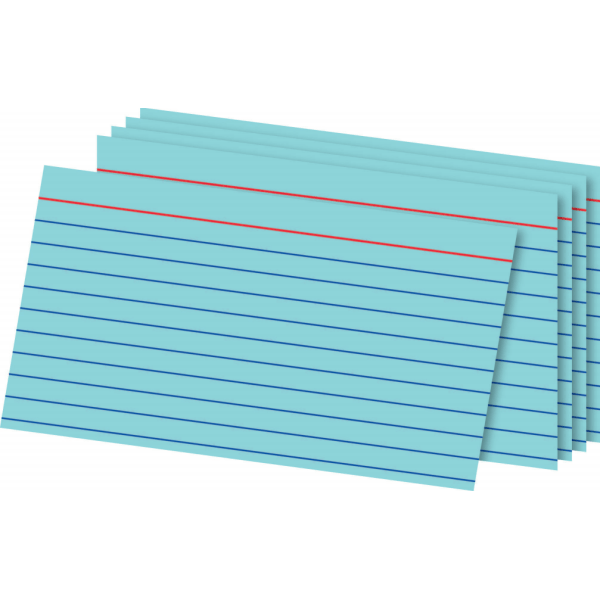Ruled Index Cards, 3" x 5", Blue, Pack Of 100