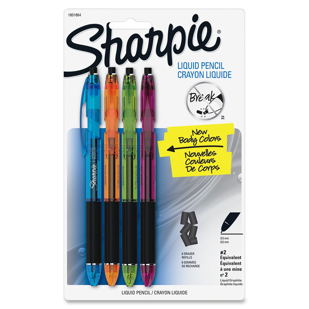 Sharpie Liquid Mechanical Pencil, 0.5 mm, Fashion Color Barrels, 4/Pack