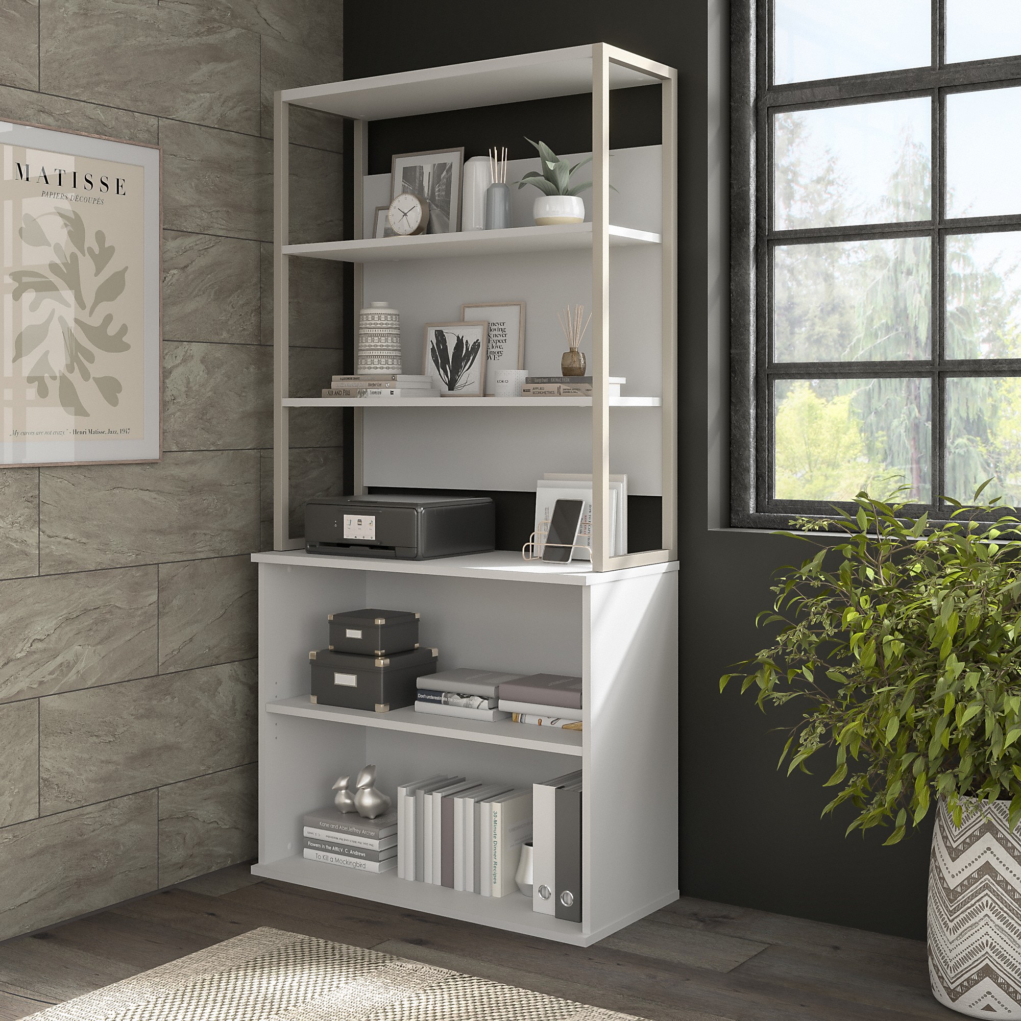 Bush Business Furniture Hybrid 36W Bookcase Hutch in White ...