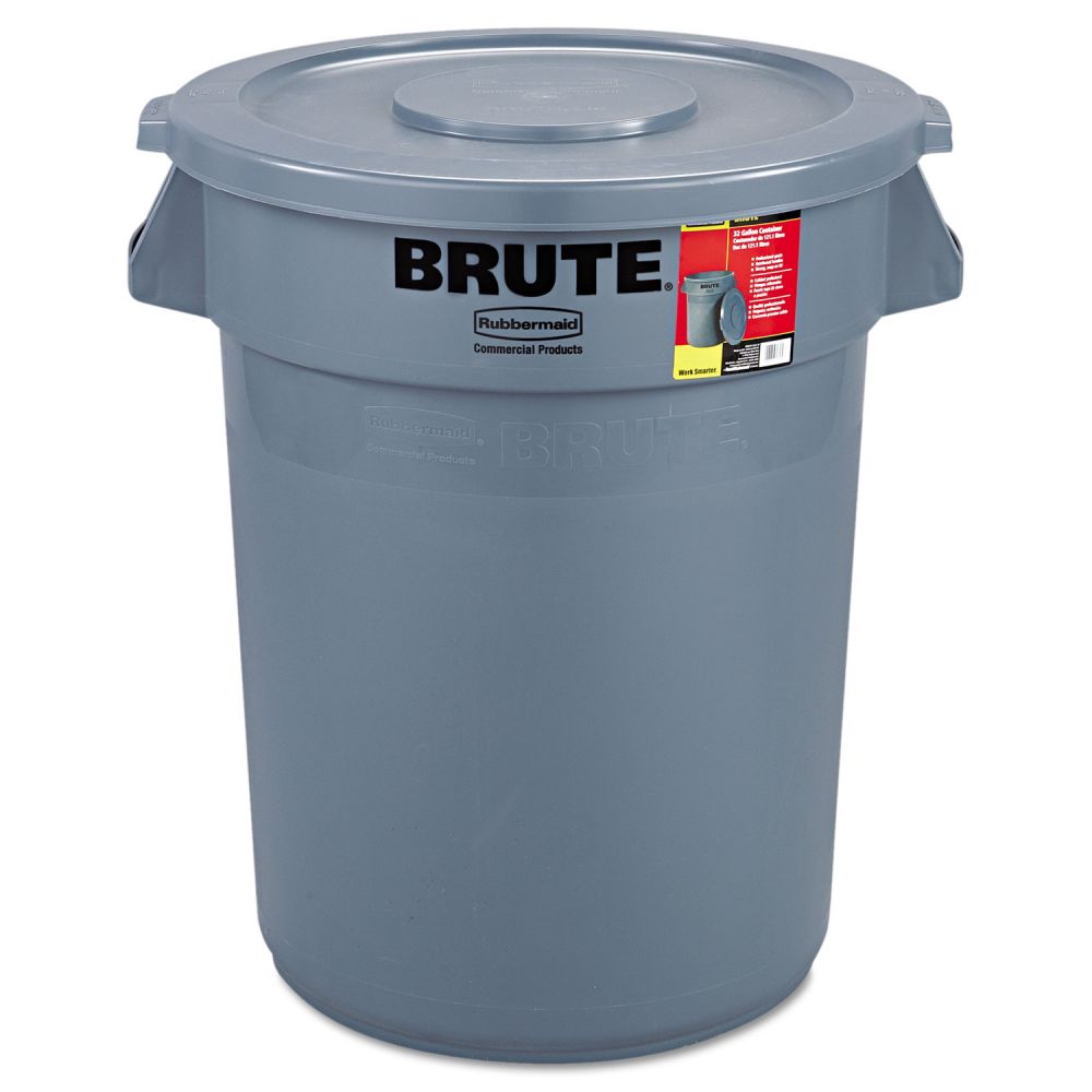 thumbnail image 2 of Rubbermaid FG263100GRAY Round Lid – Fits 32 Gal Brute Trash Can 2 of 3