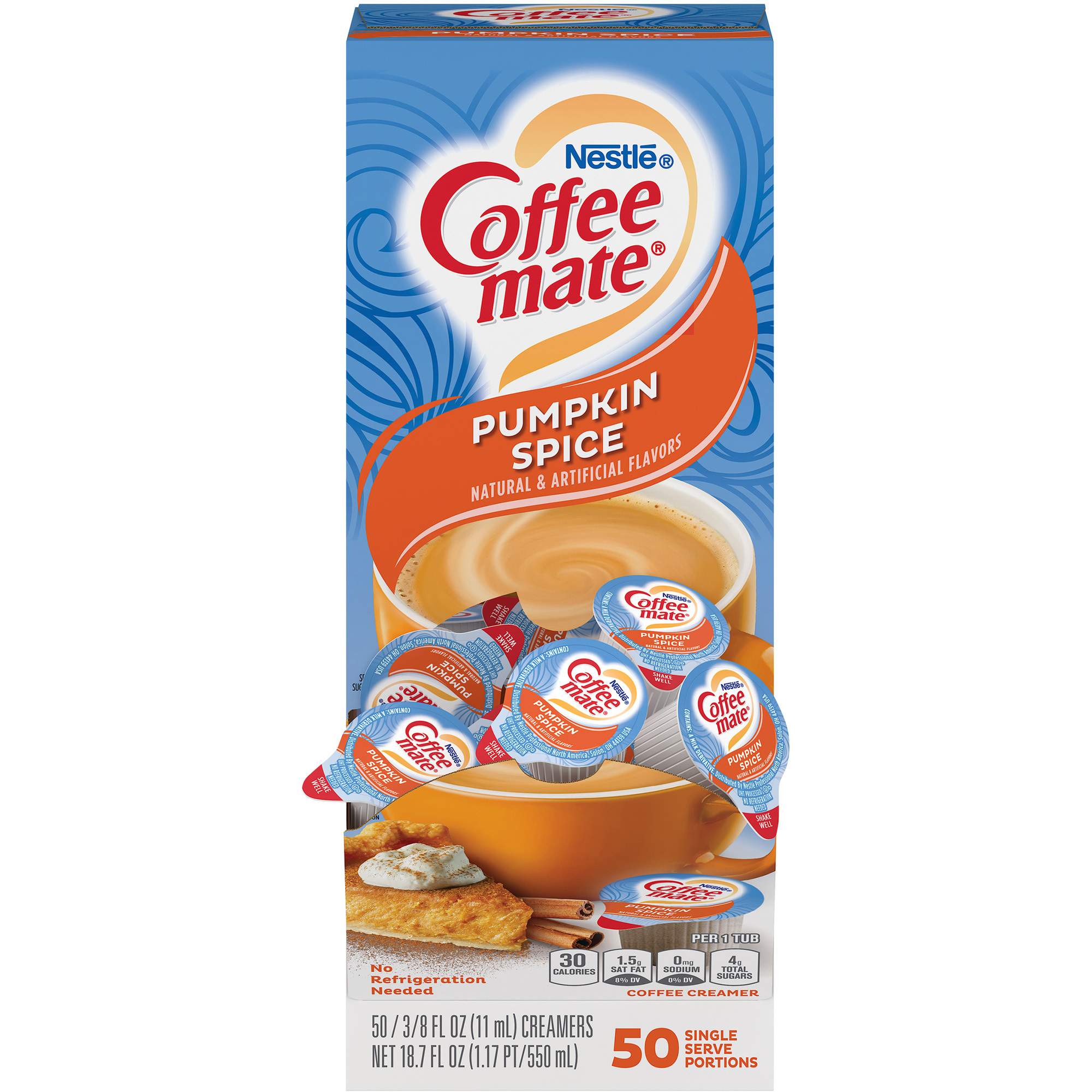 Coffee mate Liquid Coffee Creamer, Pumpkin Spice, 0.38 oz Mini Cups, 50