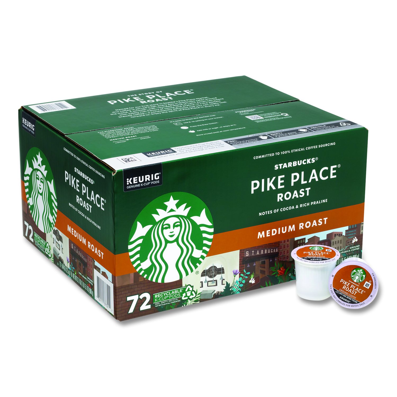 Starbucks Pike Place Coffee K-Cups, Pike Place Roast, 72/Carton