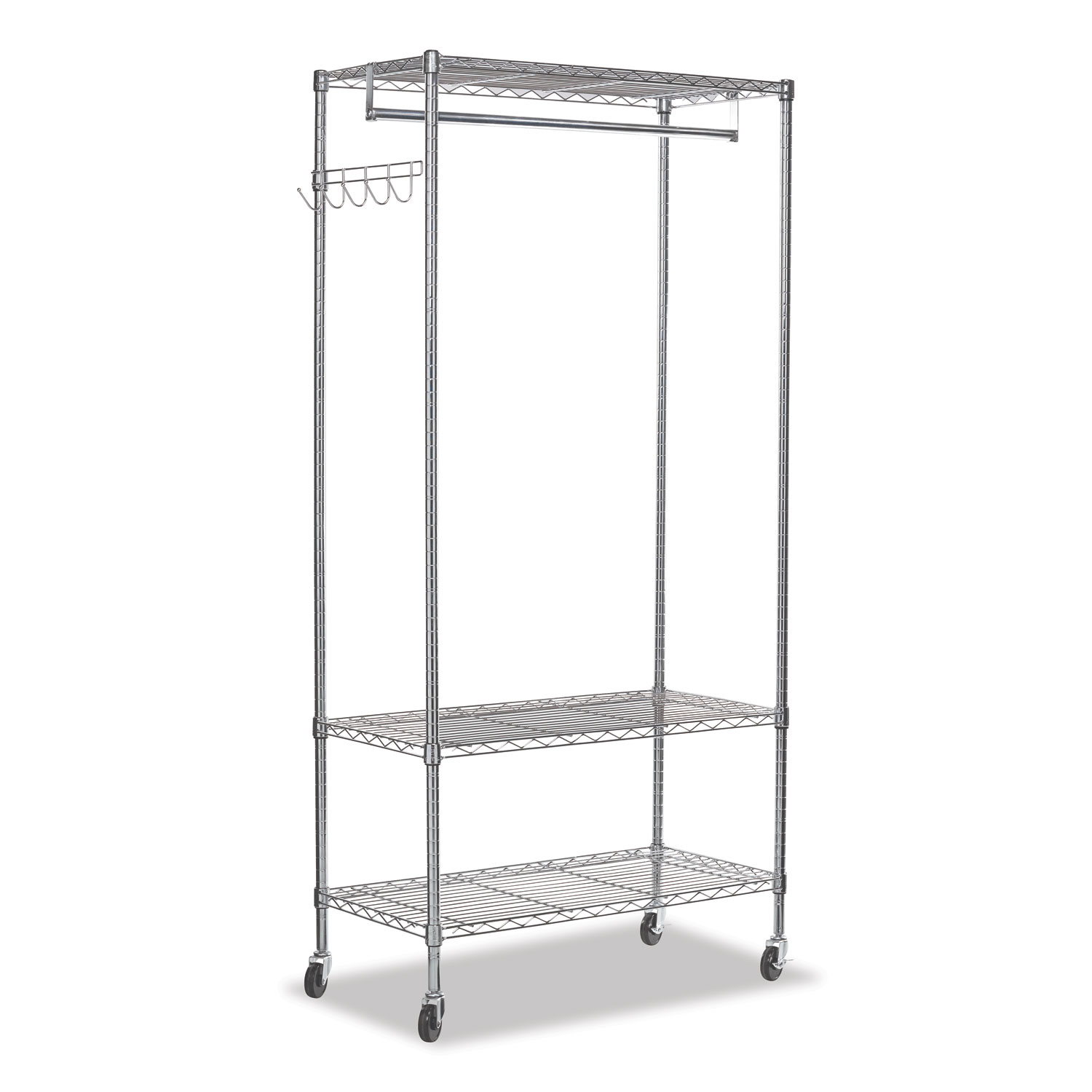 Alera Wire Shelving Garment Rack, 30 Garments, 36w x 18d x 75h, Silver