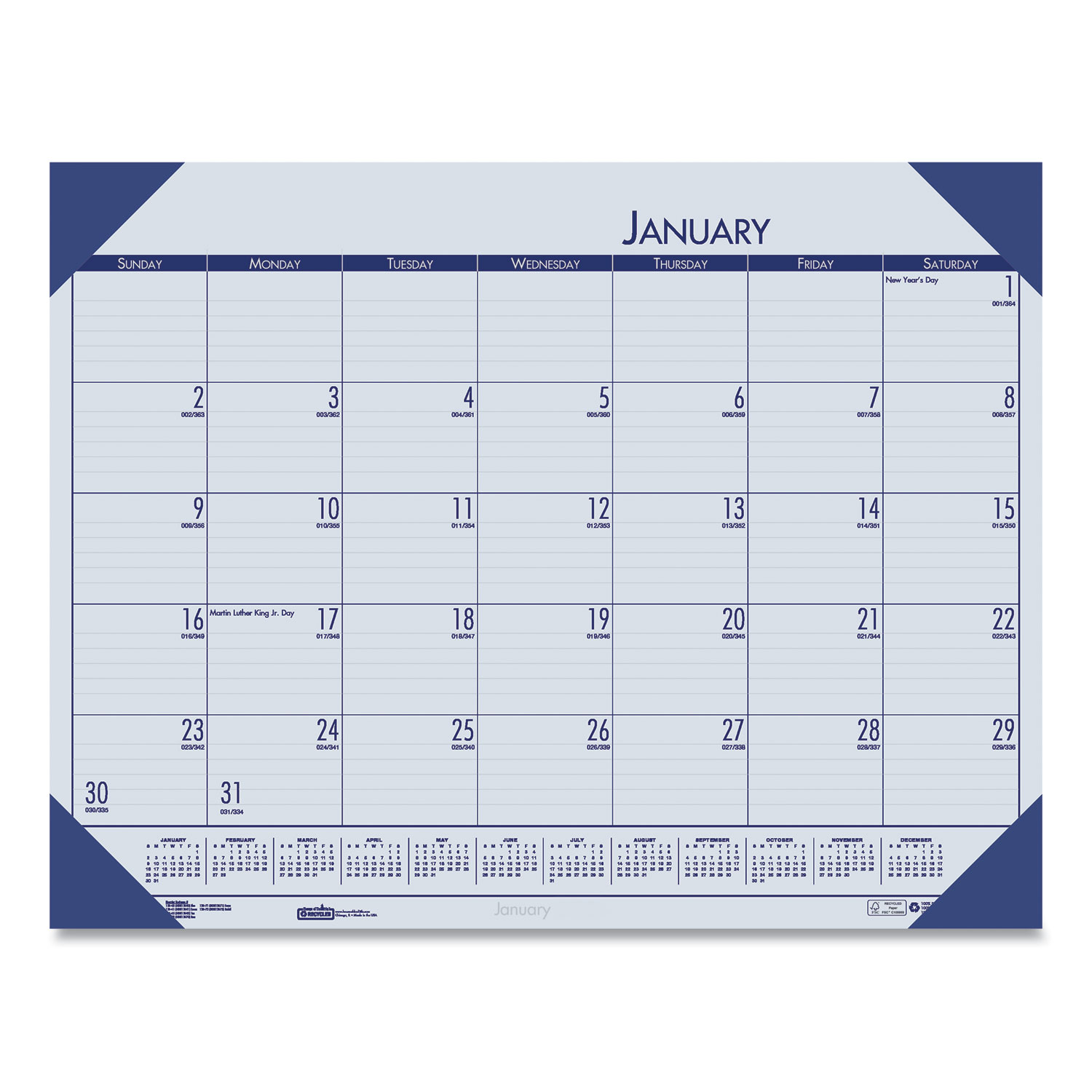 house-of-doolittle-recycled-ecotones-ocean-blue-monthly-desk-pad