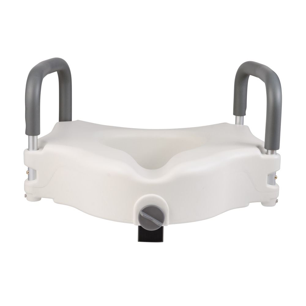 DMI HiRiser Elevated Locking Raised Toilet Seat With Armrests, 5"H x 18"W x 16"D, White