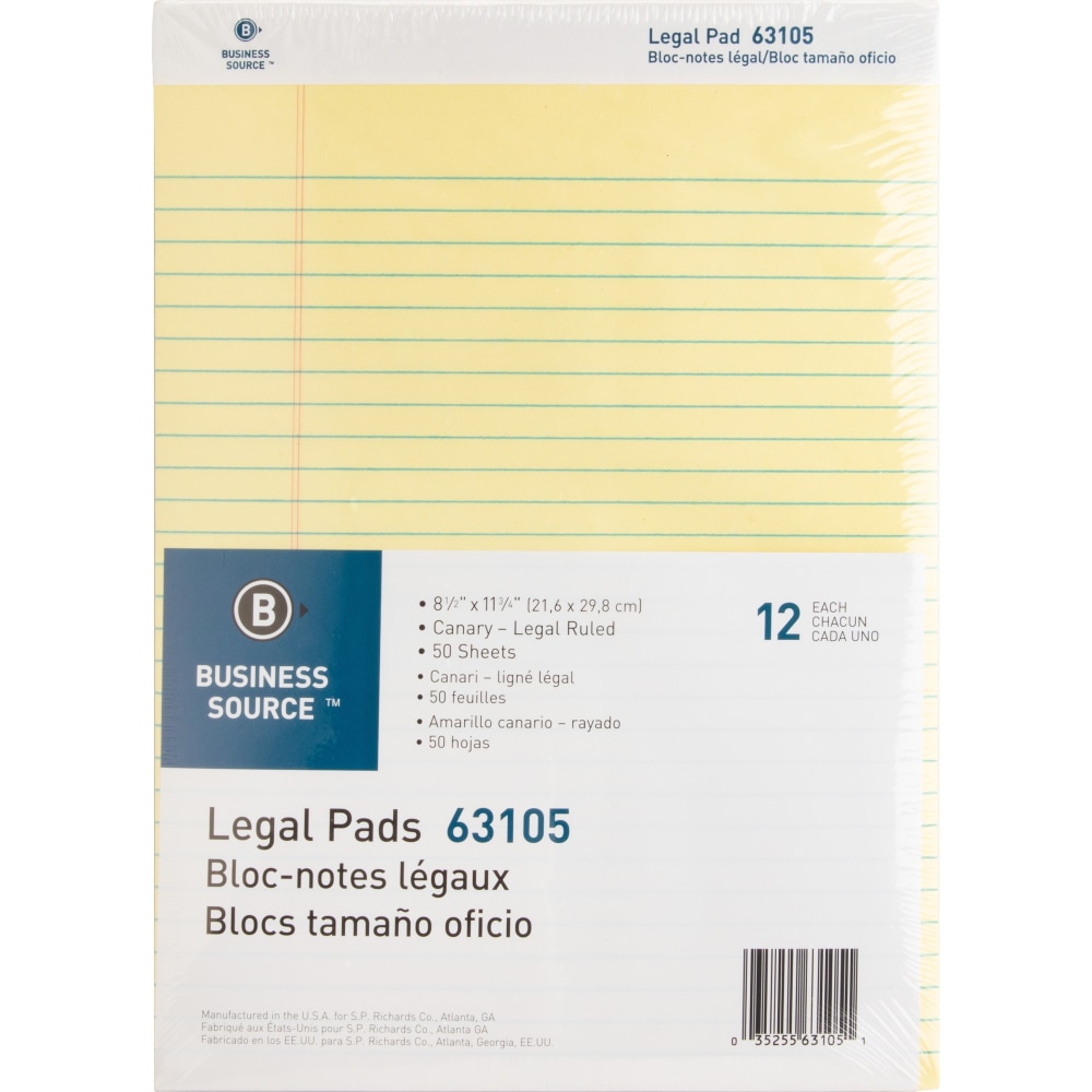 Pad Paper Ruld Business Source Micro-Perforated Legal Ruled Pads - 50 Sheets - 0.34 ...