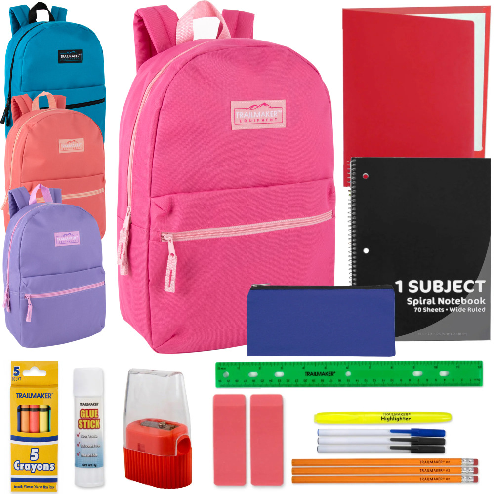 Trailmaker Backpack And 20-Piece School Supply Set, 4 Assorted Colors, Pack  Of 24 Sets | OfficeSupply.com