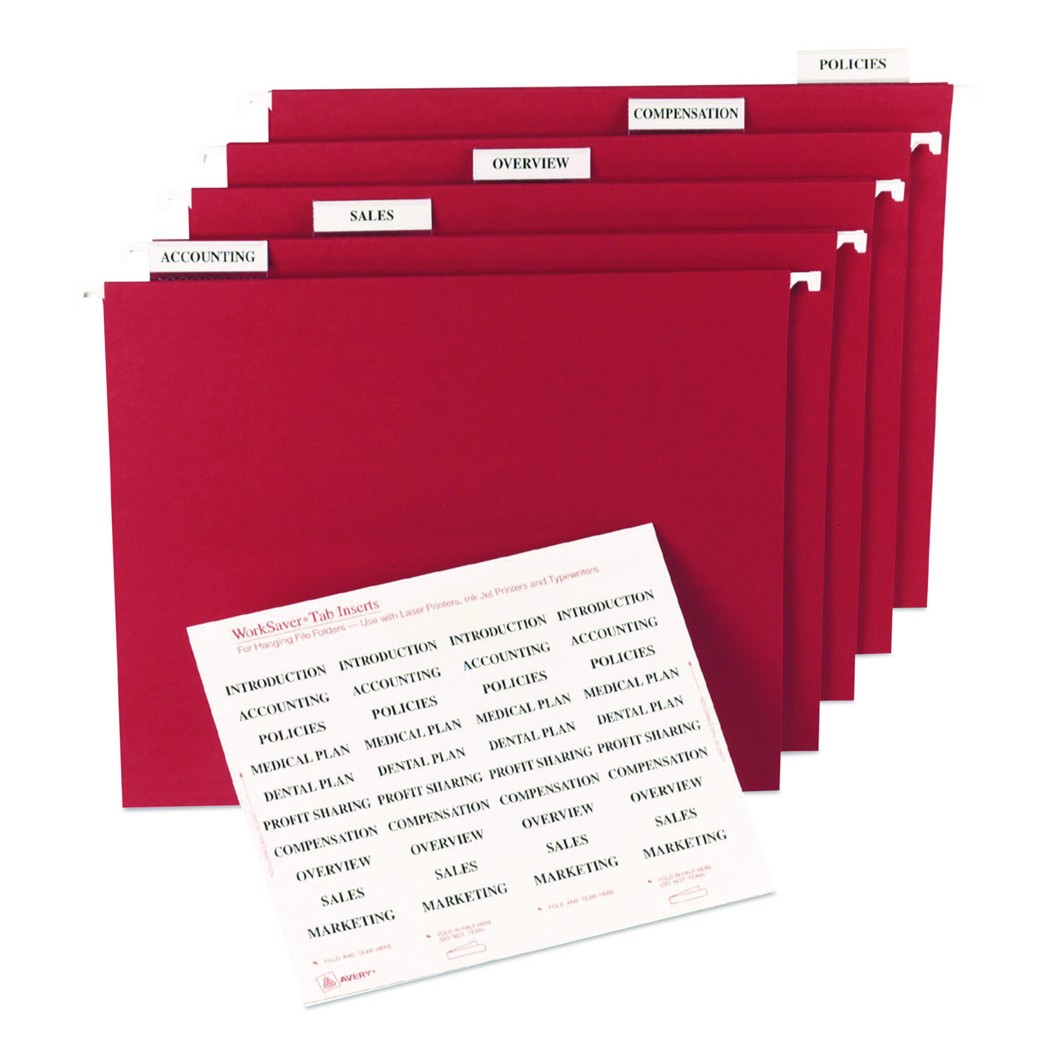 Avery Printable Tab Inserts For Hanging File Folders, 1/5 Cut For 2 ...