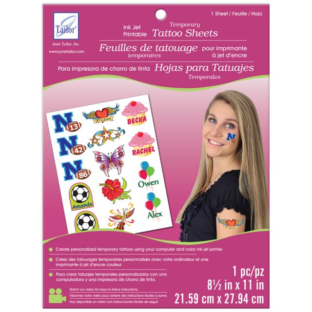 Temporary Tattoo Ink Jet Printable Sheet 8 5 X11 1 Pkg OfficeSupply