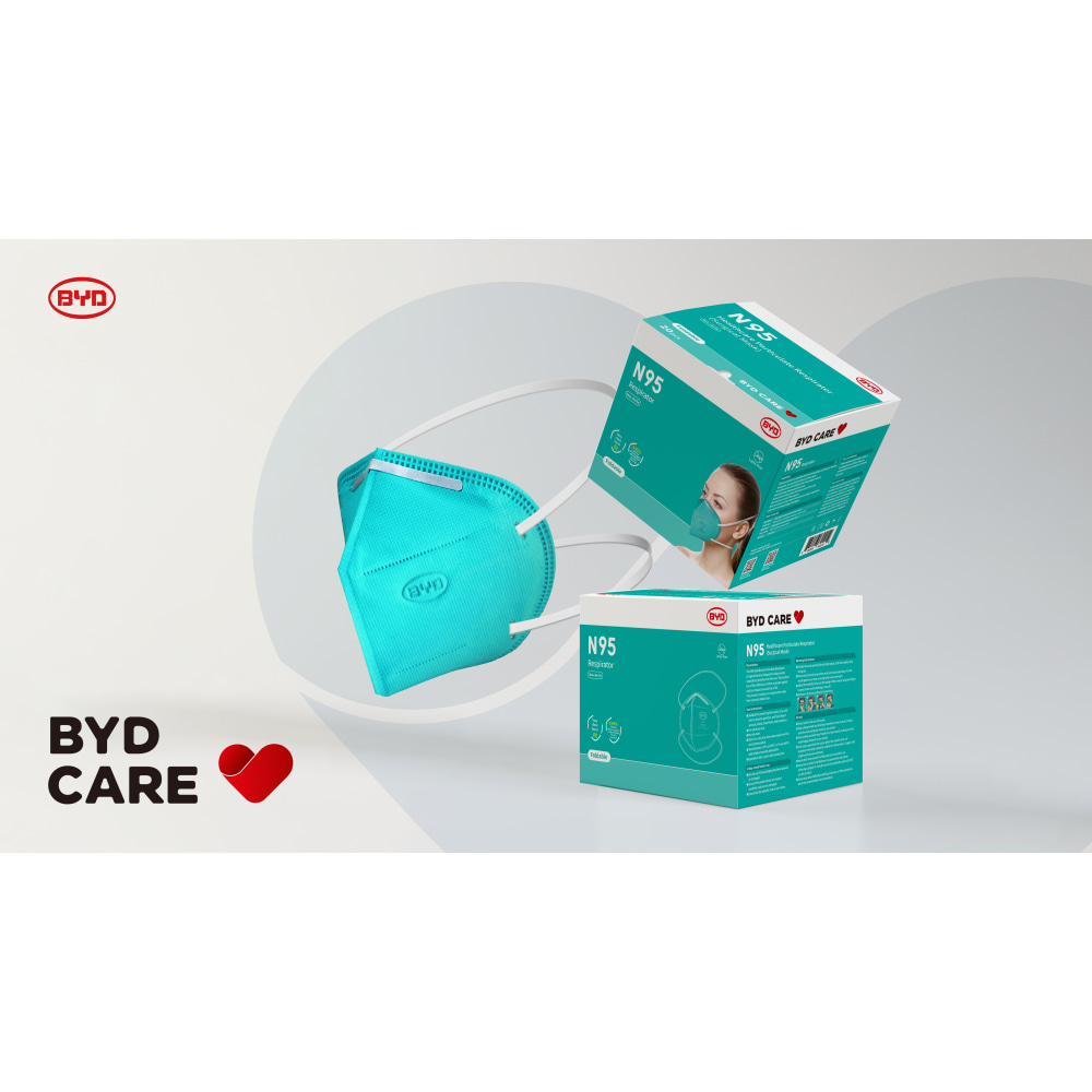 BYD Care Non-Medical Disposable N95 Respirator Face Masks, Adult
