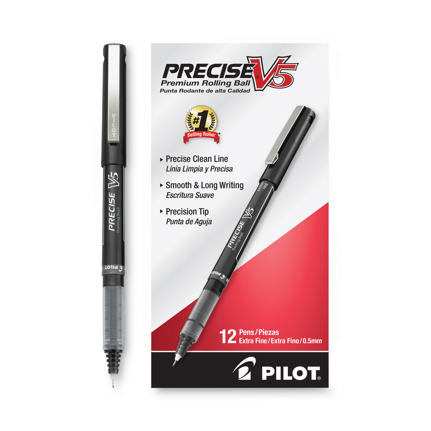 Precise Drop Ii Sticker Pilot Precise V5 Rollerball Pen, Stick, Extra-Fine 0.5 mm, Black Ink ...