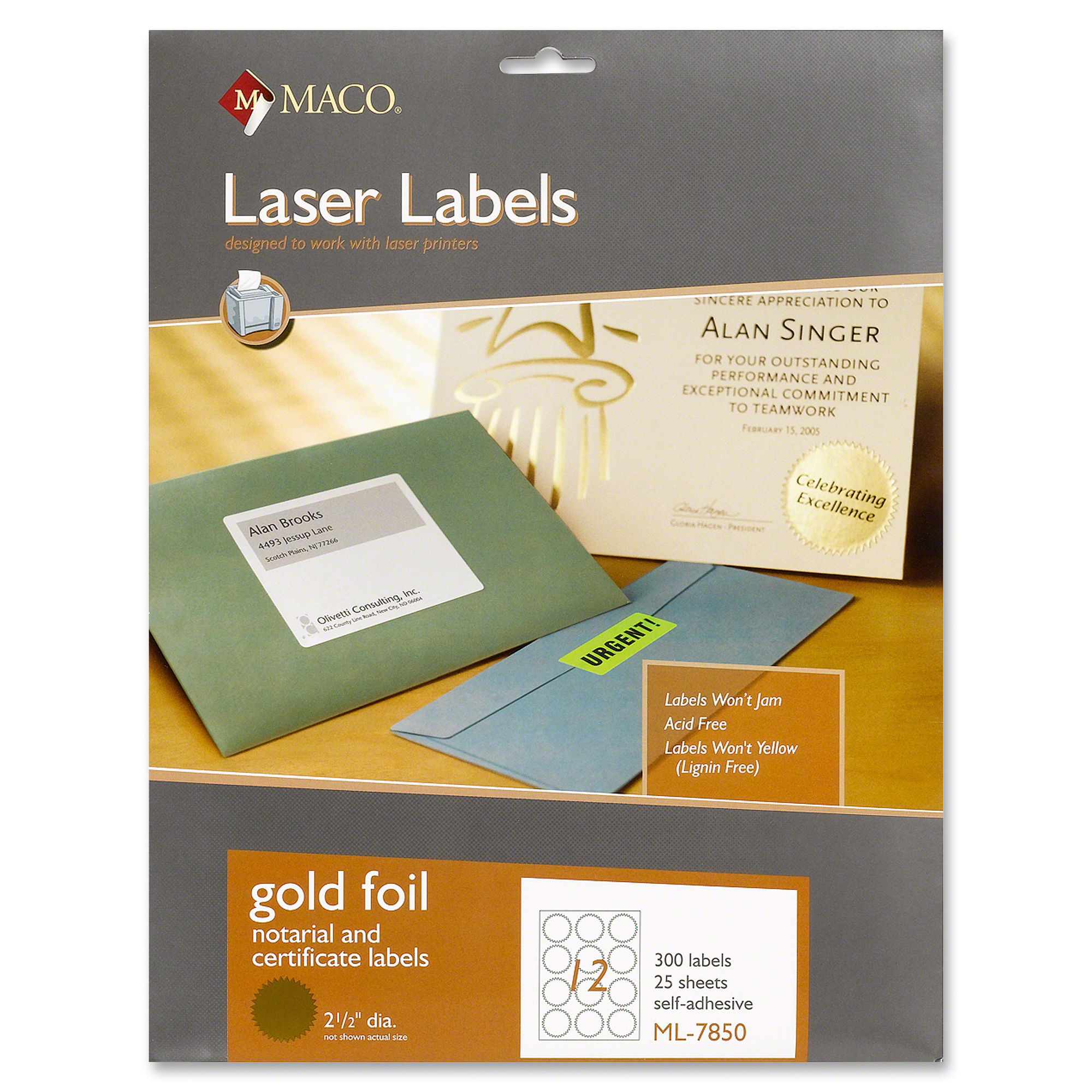 Maco Round Gold Foil Labels MACML7850