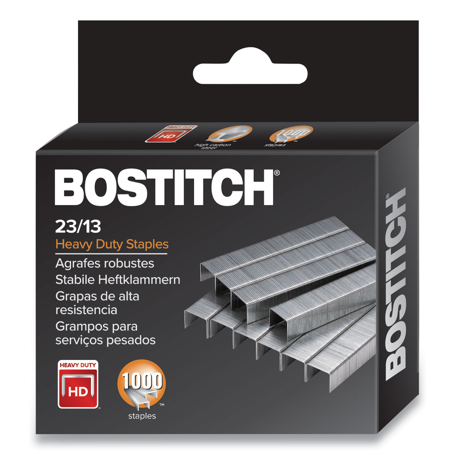 Bostitch Premium HeavyDuty Staples, 0.5" Leg, 0.5" Crown, Steel, 1,000