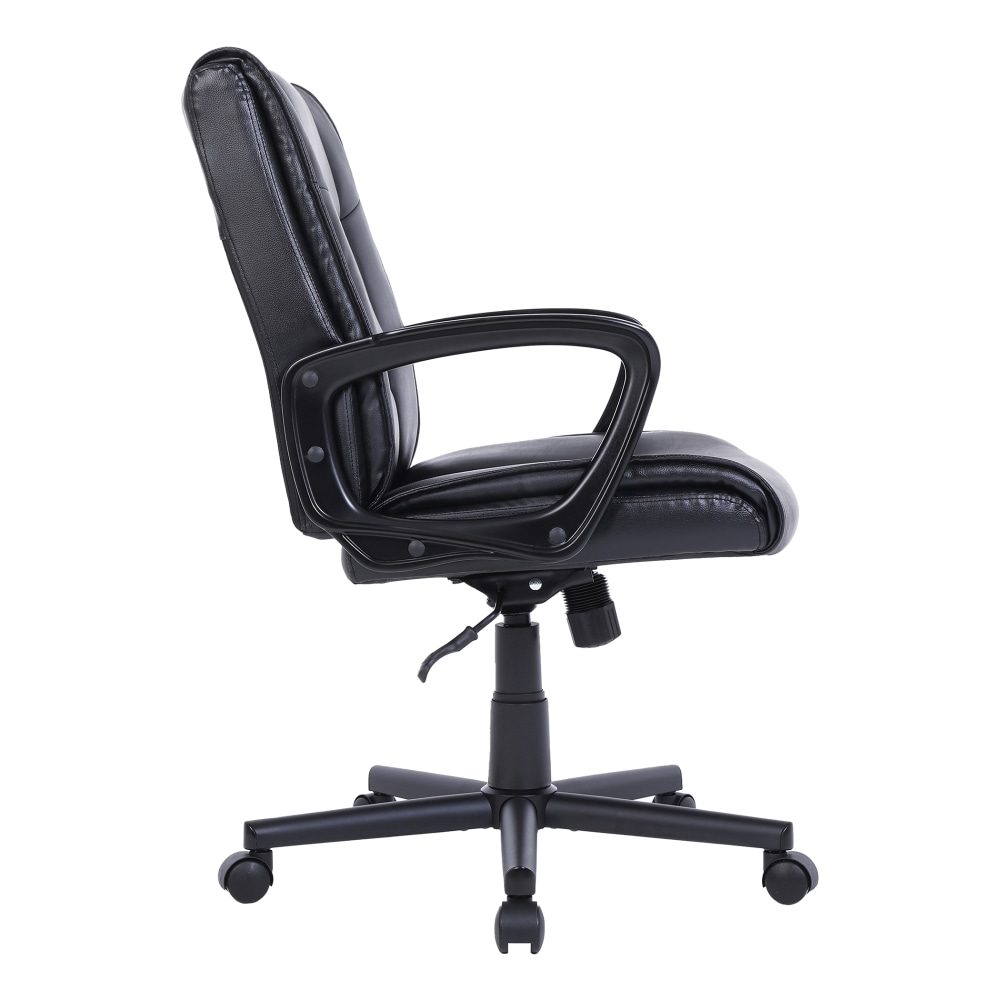 Rezzi Vegan Leather Mid-Back Manager Office Chair, Black