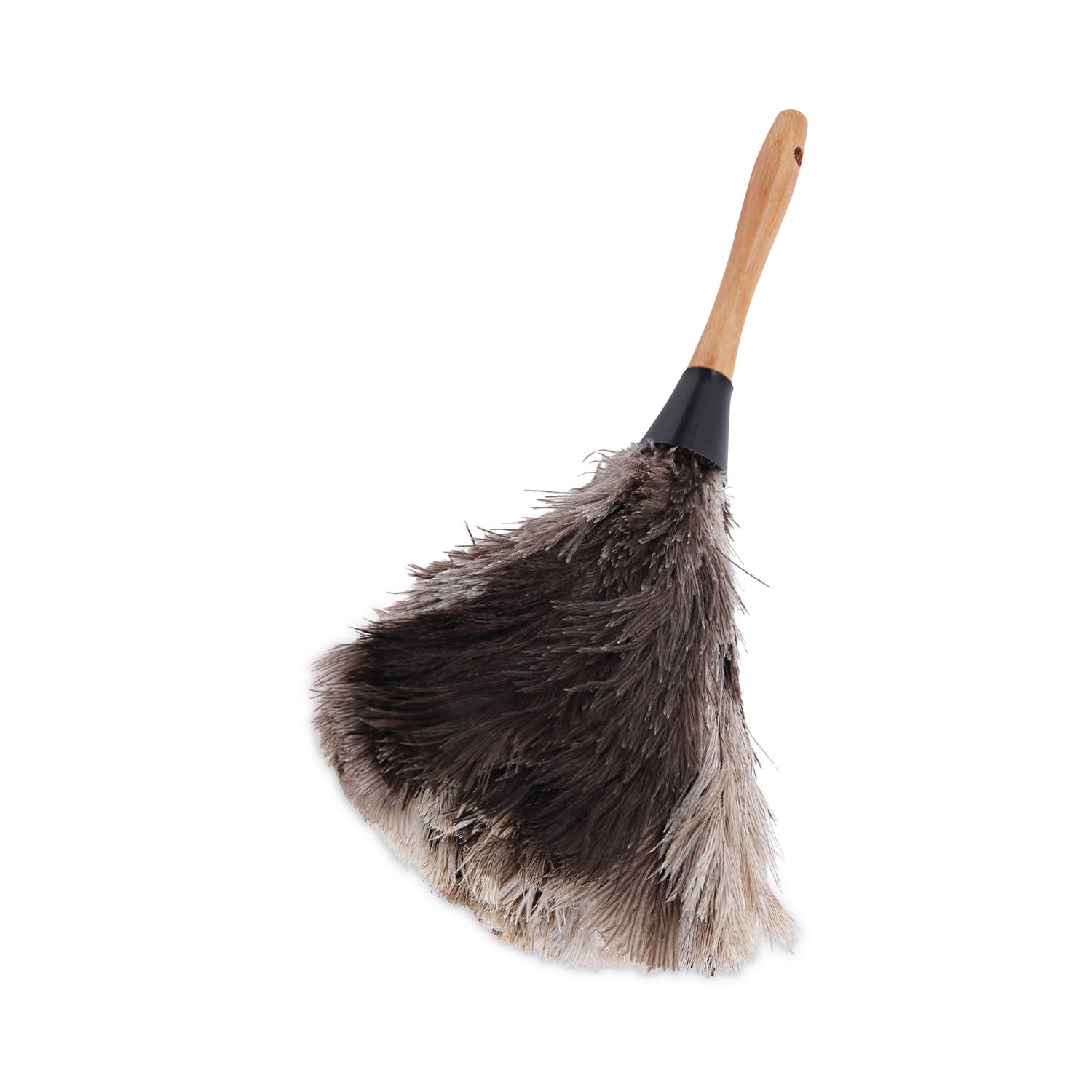 Home-X Natural Ostrich Feather Duster With Wood Handle - Eco-Friendly Dust Magnet For Gentle Cleaning
