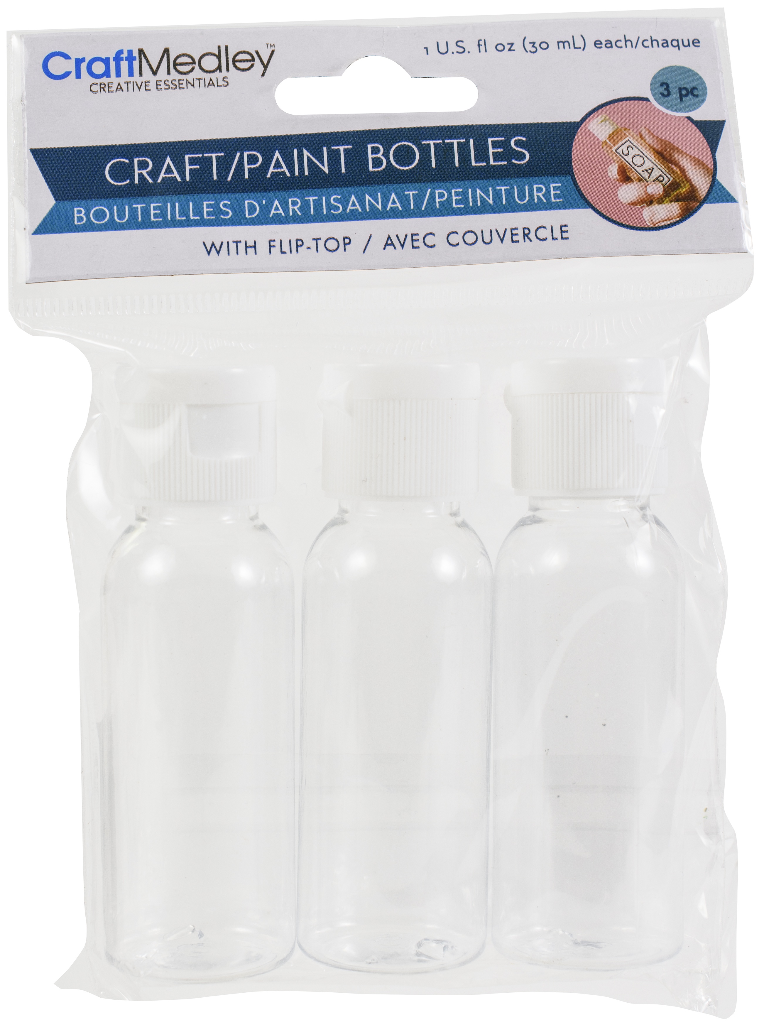Empty Paint Bottles 1oz 3/Pkg NOTM649887