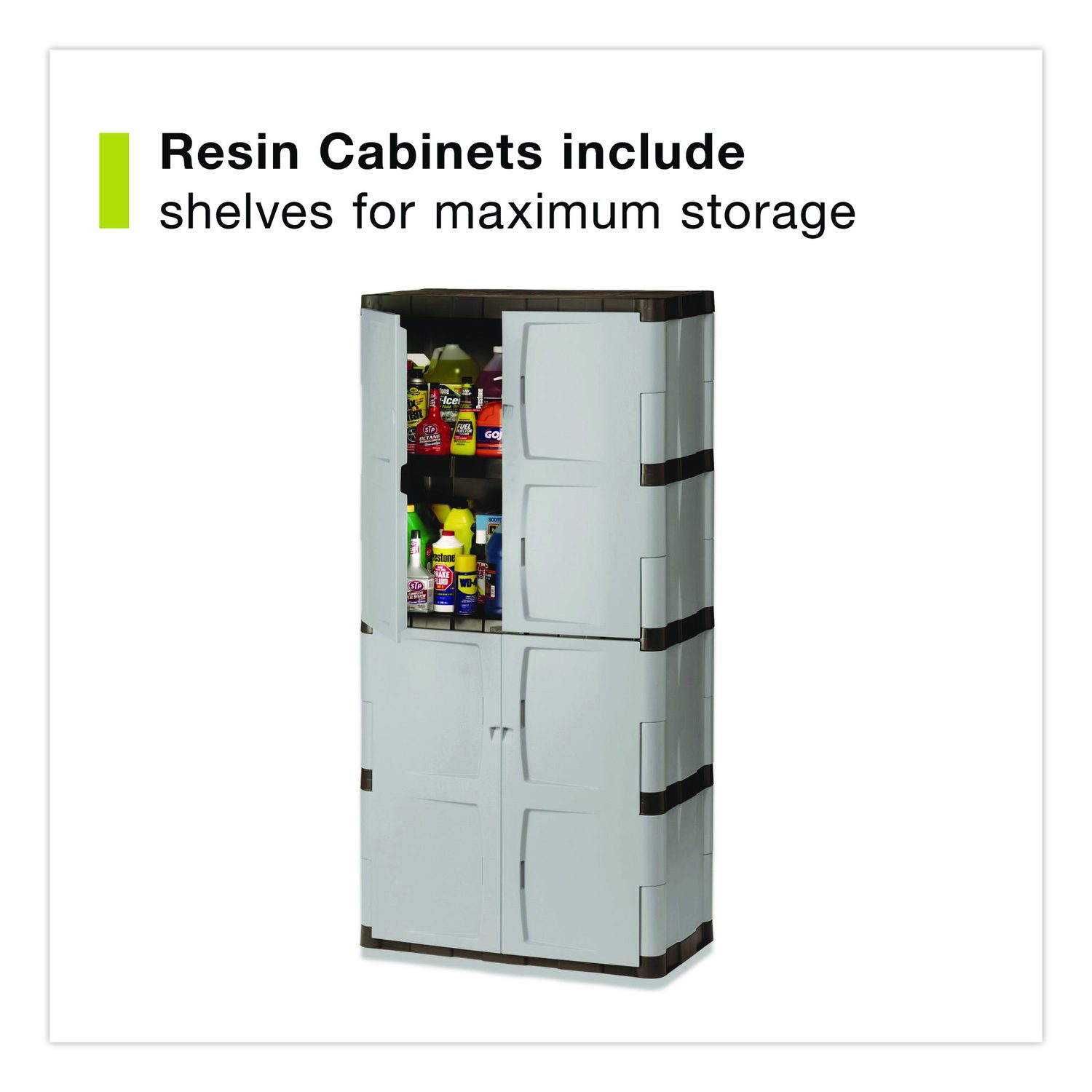Rubbermaid Double-Door Storage Cabinet - Base/Top, 36w x 18d x 72h