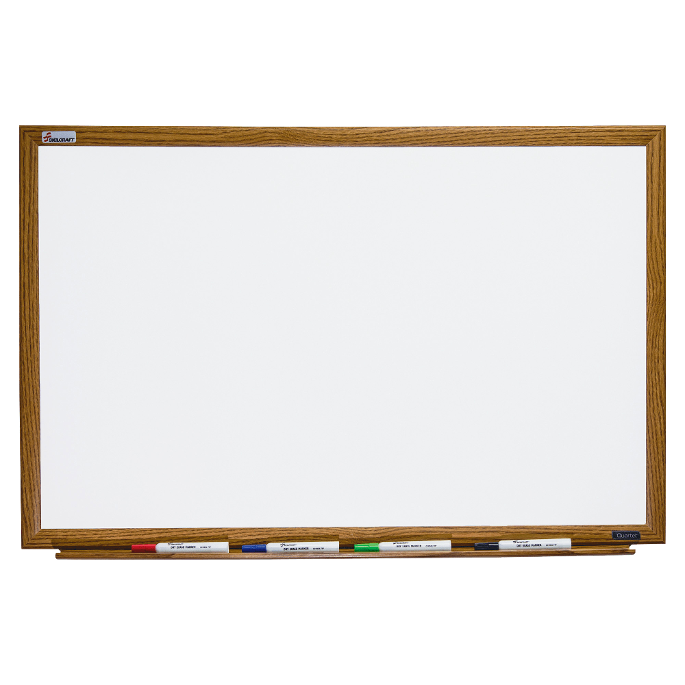 SKILCRAFT DryErase Whiteboard, 48" x 36", Wood Frame With Oak