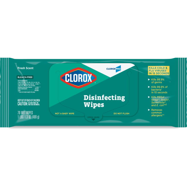 Clorox Disinfecting Wipes, Fresh Scent, 71/4" x 7", 70 Wipes Per Pack