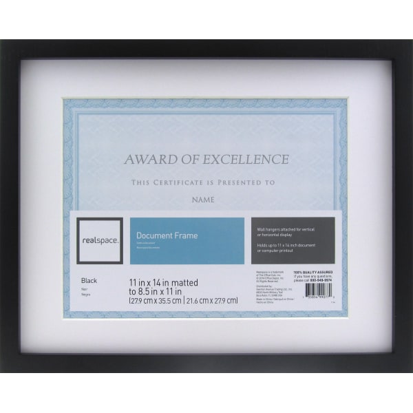 Realspace Photo/Document Frame, Gallery, 11" x 14", Matted For 81/2" x