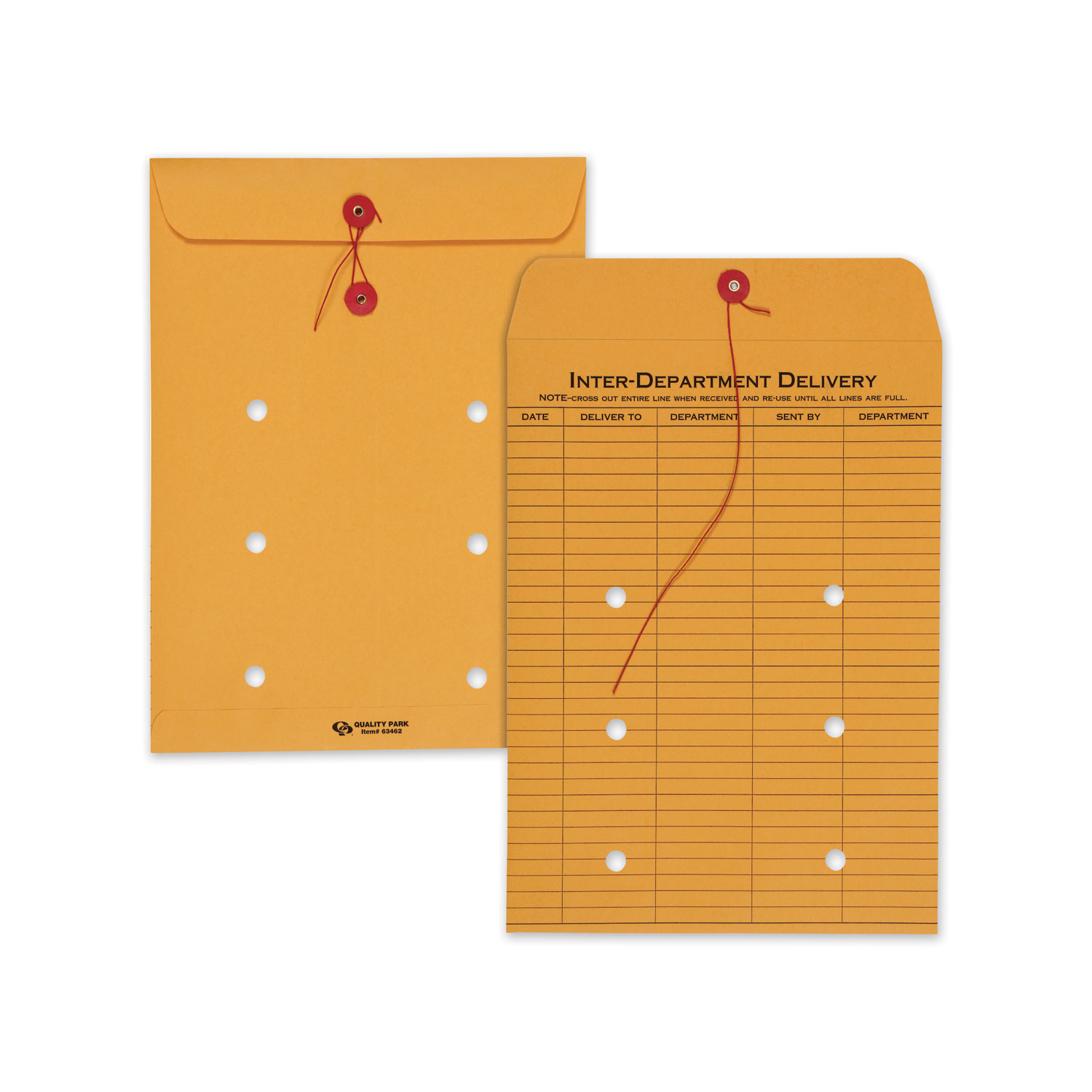 Quality Park Brown Kraft String and Button Interoffice Envelope, 90