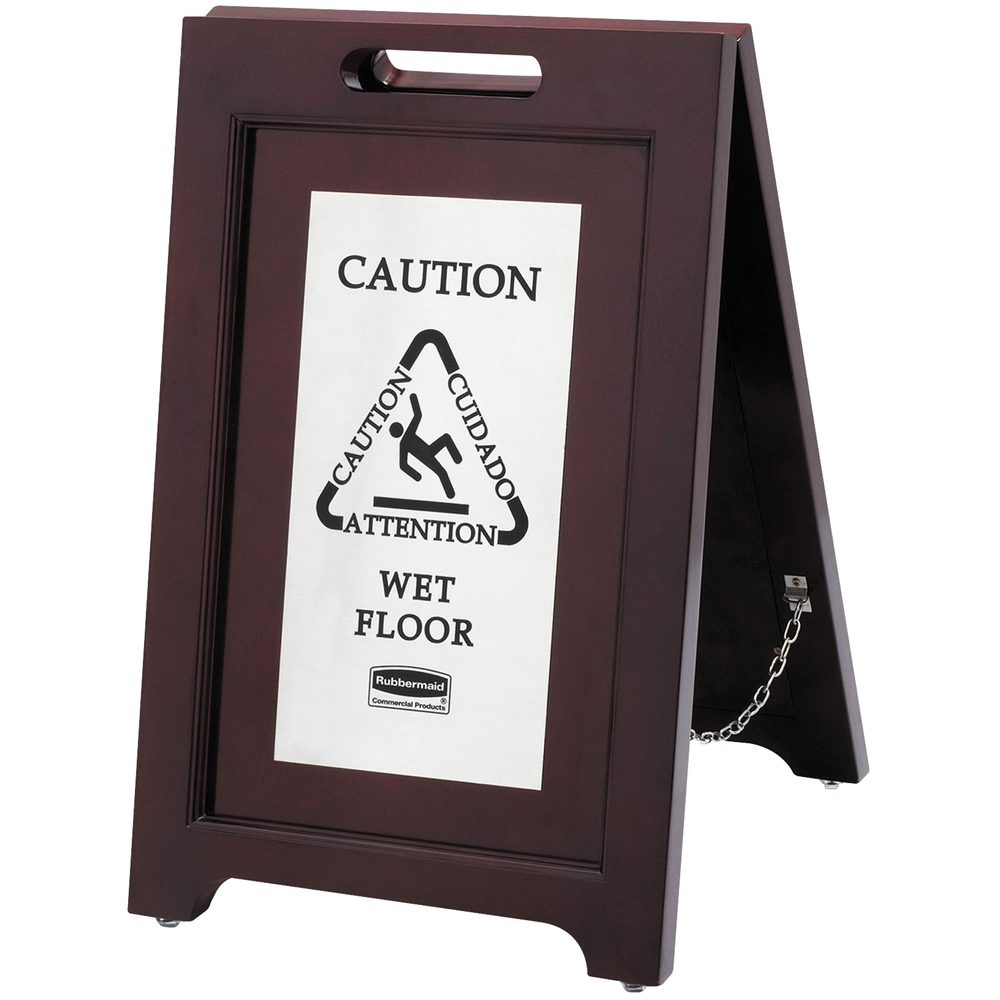Wooden Wet Floor Sign 2Sided MultiLingual Stand