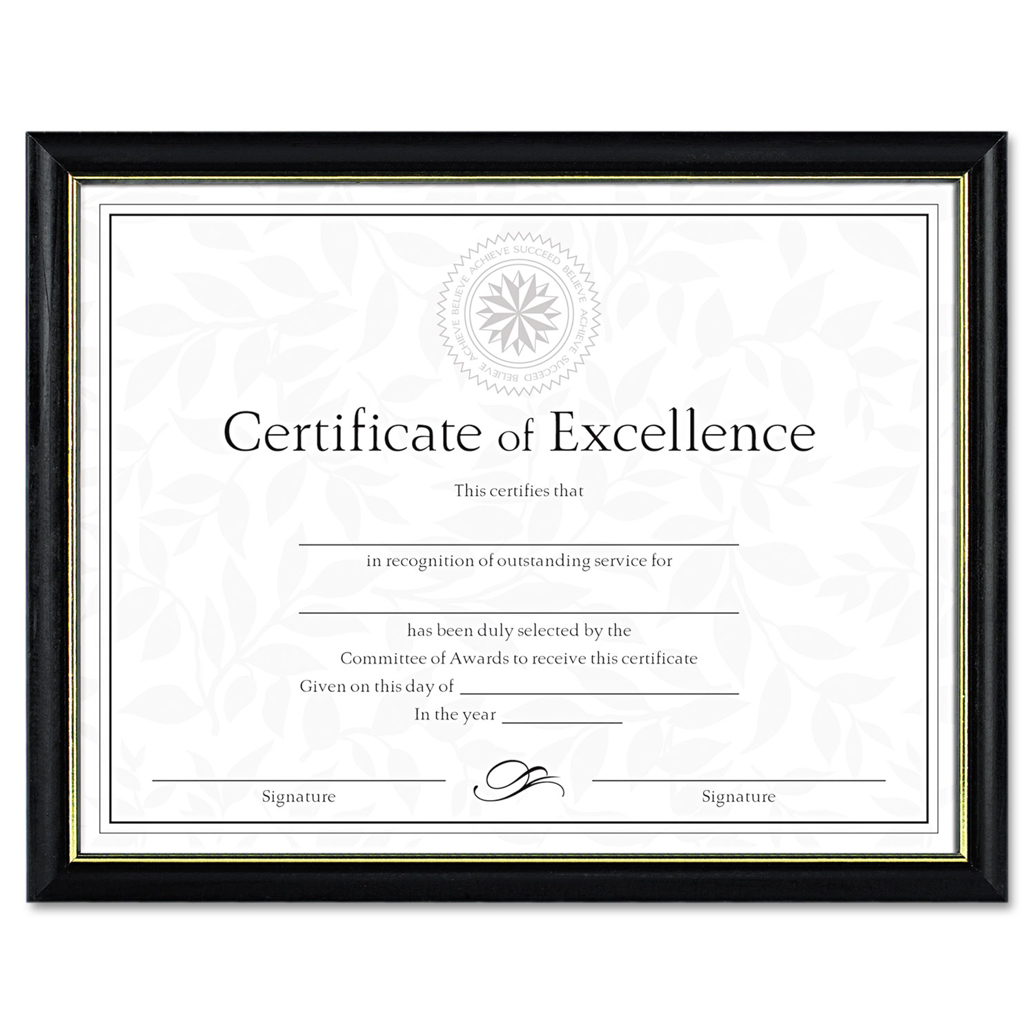 DAX TwoTone Document/Diploma Frame, Wood, 8.5 x 11, Black with Gold