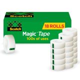 Scotch Magic Tape, Invisible, 18 Tape Rolls, 3/4 in x 1000 in, Home Office Supplies and School Supplies for College and Classrooms MMM810K18CP