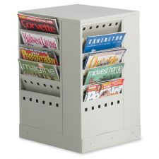 Safco Steel Rotary Magazine Rack, 20 Pockets, 14 x 14 x 21, Gray ...