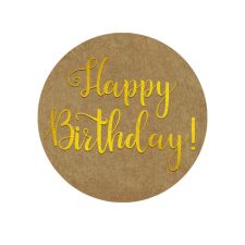 Neviti Pattern Works Happy Birthday Aufkleber – 25 Stück, Gold Auf Weiß – Für Geschenke, Tüten & Deko
