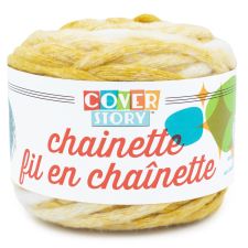 Lion Brand Cover Story Chainette Yarn – Super Bulky 100% Polyester, Camel Color, 8.8 Oz Cake
