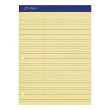Double Sheets Legal Pad - 8 1/2" X 11 3/4", Canary Yellow, 100 Sheets, 3-Hole Punched & Perforated - View #2