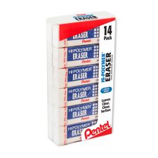 Pentel Hi-Polymer Block Erasers, Large Size - Pack Of 9 Premium White Erasers