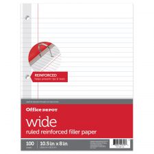 Multipurpose Reinforced 3-Hole Punched Filler Paper, Wide Ruled, 100 Sheets