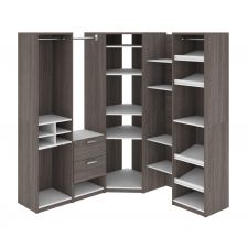 Bestar Cielo by Bestar Deluxe Corner Walk-In Closet in Bark Gray and ...