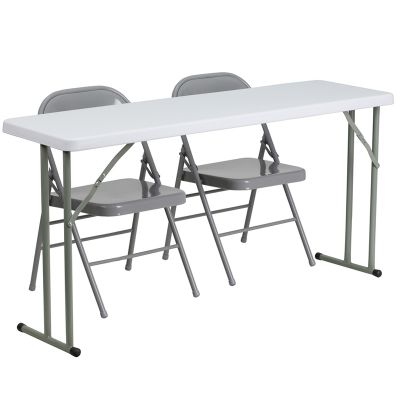 FHFRB18601GG - Flash Furniture Gray; White folding table set