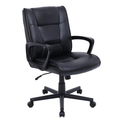 Rezzi Vegan Leather Mid-Back Manager Office Chair, Black