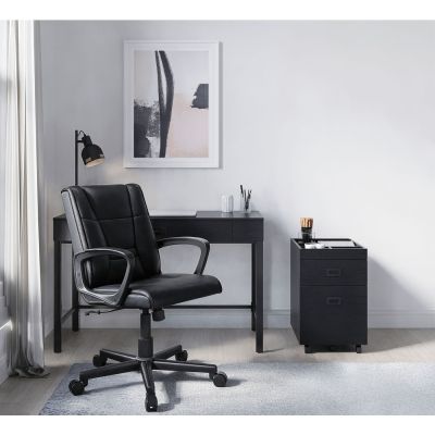Rezzi Vegan Leather Mid-Back Manager Office Chair, Black