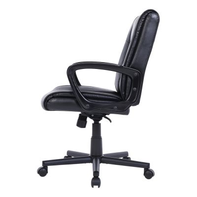 Rezzi Vegan Leather Mid-Back Manager Office Chair, Black