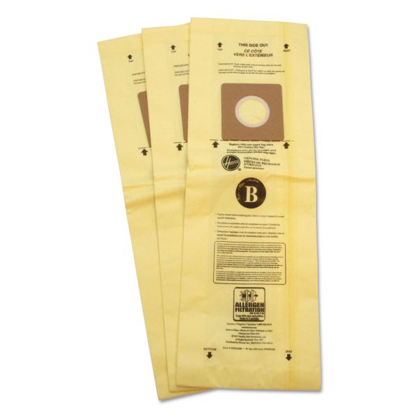 HVR4010103B Hoover Commercial Disposable Vacuum Bags, Allergen B, 3/Carton