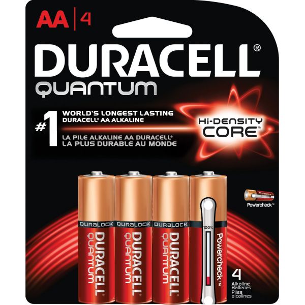 DURQU1500B4Z Duracell Quantum Alkaline Batteries, AA, 4/PK