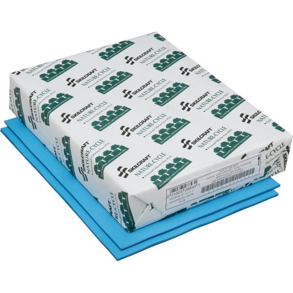 NSN3982681 SKILCRAFT Recycled Colored Paper - Neon Blue