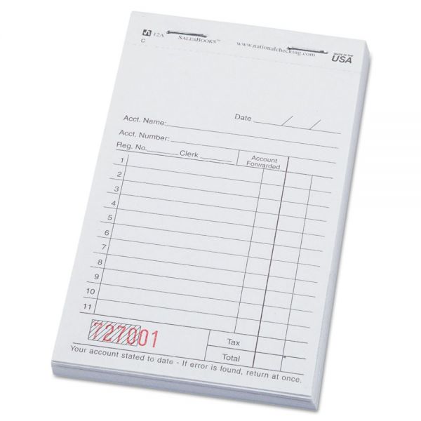 NTC12A National Checking Company SalesBook, Two-Part Carbon, 3 1/2 x 5 5/8, 50 Checks/Pad