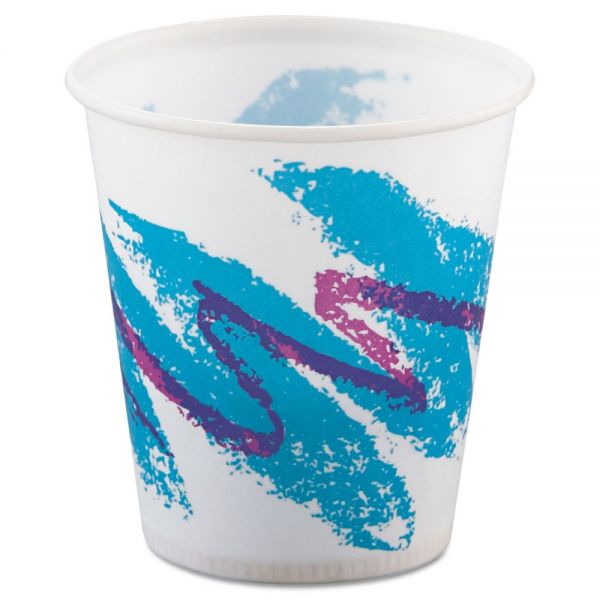 SCCR3J Dart Jazz Waxed Paper Cold Cups, 3oz, Rolled Rim, 100/Bag, 50 Bags/Carton